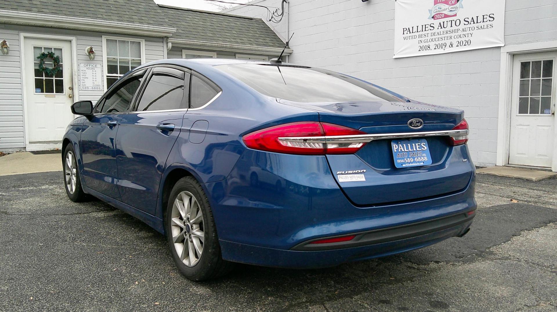 2017 BLUE Ford Fusion SE (3FA6P0H72HR) with an 2.5L L4 DOHC 16V engine, 6A transmission, located at 540a Delsea Drive, Sewell, NJ, 08080, (987) 867-5309, 39.752560, -75.111206 - Photo#2